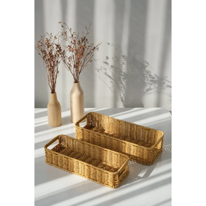 Gigi- 2 li Rattan Saklama Kutusu,Düzenleyici, Organizer, Takı Kutusu Seti