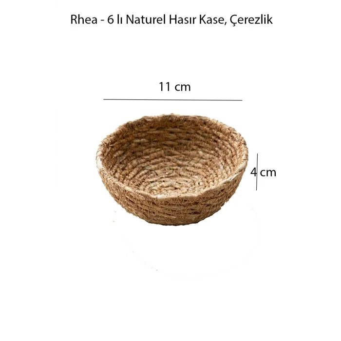 Rhea - 6 lı Naturel Hasır Kase, Çerezlik