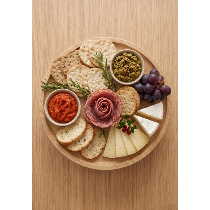 Arven - Bambu Ayaklı Servis Tabağı Meyve Kurabiye Kek Pasta Tatlı Yemek Sunum Tabağı