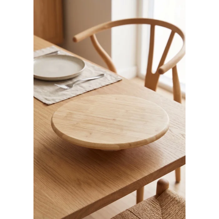 Arven - Bambu Ayaklı Servis Tabağı Meyve Kurabiye Kek Pasta Tatlı Yemek Sunum Tabağı 28 x 6 cm