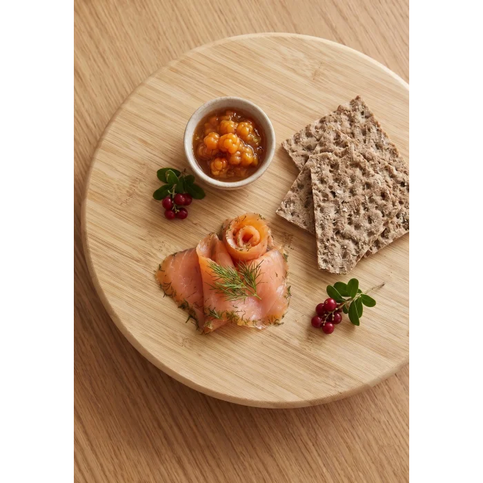 Arven - Bambu Ayaklı Servis Tabağı Meyve Kurabiye Kek Pasta Tatlı Yemek Sunum Tabağı 28 x 6 cm