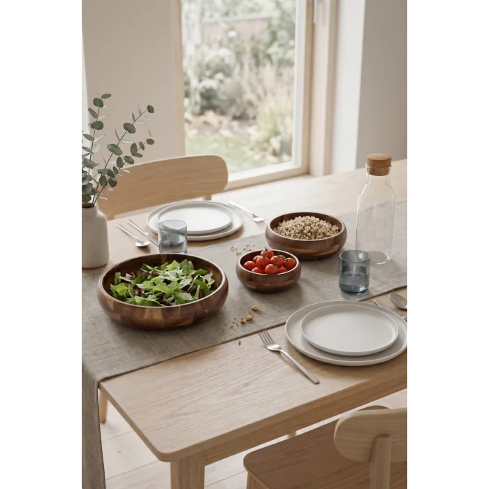 Nicole - 3lü Akasya Kase Seti Gerçek Akasya Ağacı 25 cm / 20 cm / 15 cm