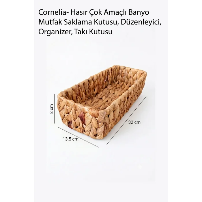 Cornelia- Hasır Çok Amaçlı Banyo Mutfak Saklama Kutusu, Düzenleyici, Organizer, Takı Kutusu