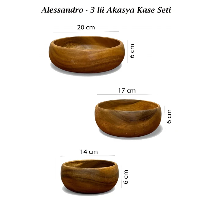 Alessandro - 3 lü Akasya Kase Seti