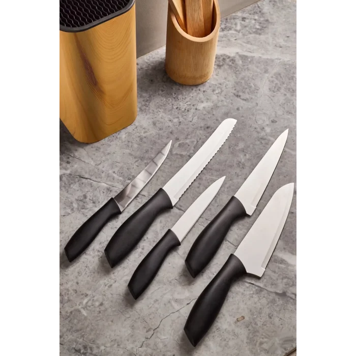 Perotti Coltello Bamboo 6 Parça Bıçak Seti Taba Kare