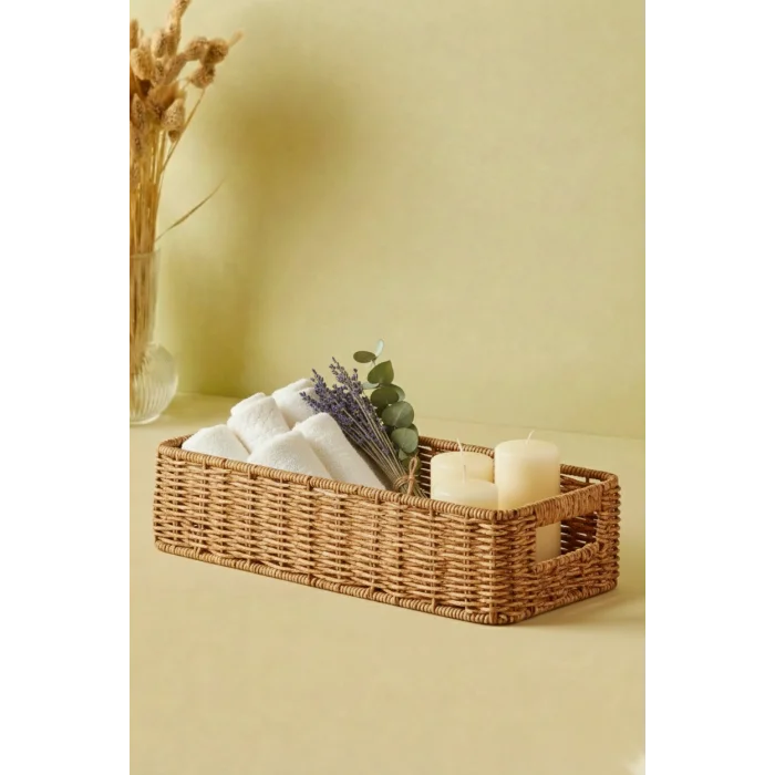 Picnic Hasır Tekli Dikdörtgen Sepet 32 X 13 X 7 cm