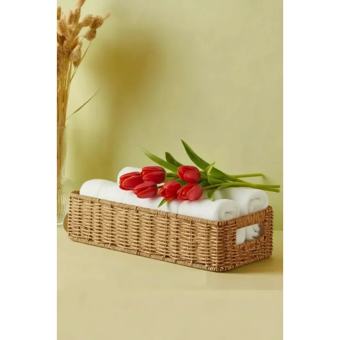 Picnic Hasır Tekli Dikdörtgen Sepet 36x15x8 cm