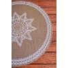 Ethnic - 6 Adet Jüt El Baskılı Yuvarlak Sofra Sunum Tabak Altlığı Supla Amerikan Servisi 38 Cm