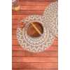 Ethnic - 6 Adet Jüt El Baskılı Yuvarlak Sofra Sunum Tabak Altlığı Supla Amerikan Servisi 38 Cm
