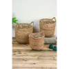 Colleen - Dekoratif Doğal El Örmesi Kulplu Hasır 3 Lü Saksı Sepet Seti
