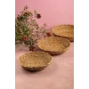Daniela - Dekoratif Doğal El Yapım Hasır Yuvarlak 3lü Sepet, Havluluk, Ekmek Sepet, Banyo Organizer