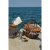 Marilena - Hasır Kapaklı Kulplu Naturel Piknik Sepeti