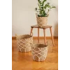 Karia - 3 lü Dekoratif Doğal El Örmesi Kulplu Hasır Saksı Sepet Seti 31 cm / 27cm / 23 cm