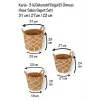 Karia - 3 lü Dekoratif Doğal El Örmesi Kulplu Hasır Saksı Sepet Seti 31 cm / 27cm / 23 cm
