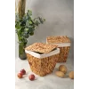 Rita - 2 li Dekoratif İç Korumalı Hasır Kapaklı Çok Amaçlı Patates ve Soğan Sepeti