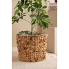 Romy - Büyük Boy Dekoratif Doğal El Örmesi Kalın Hasır İç Korumalı Saksı Sepeti