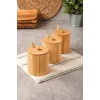 Arven - Bambu 3 lü Kapaklı Kaşıklı Baharat Kavanozu 10 cm x 8,5 cm