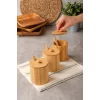 Arven - Bambu 3 lü Kapaklı Kaşıklı Baharat Kavanozu 10 cm x 8,5 cm