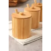 Arven - Bambu 3 lü Kapaklı Kaşıklı Baharat Kavanozu 10 cm x 8,5 cm