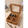Mathilda - Rattan 4 Bölmeli Kapaklı Saklama Kutusu,Düzenleyici, Organizer, Takı Kutusu