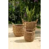 Marlen - 3 lü Dekoratif Doğal El Örmesi Kulplu Hasır Saksı Sepet Seti