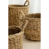 Marlen - 3 lü Dekoratif Doğal El Örmesi Kulplu Hasır Saksı Sepet Seti