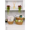 Julia - 3 lü Dekoratif Doğal El Yapımı Hasır Oval Sepet, Havluluk, Ekmek Sepet, Banyo Organizer