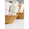 Julia - 3 lü Dekoratif Doğal El Yapımı Hasır Oval Sepet, Havluluk, Ekmek Sepet, Banyo Organizer