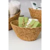 Julia - 3 lü Dekoratif Doğal El Yapımı Hasır Oval Sepet, Havluluk, Ekmek Sepet, Banyo Organizer