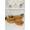 Julia - 3 lü Dekoratif Doğal El Yapımı Hasır Oval Sepet, Havluluk, Ekmek Sepet, Banyo Organizer