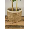 Natalie - Dekoratif Doğal El Örmesi Hasır Büyük Boy Şeritli Saksı Sepeti 29 Cm