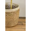 Natalie - Dekoratif Doğal El Örmesi Hasır Büyük Boy Şeritli Saksı Sepeti 29 Cm