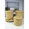Elisa - Hasır Kapaklı 3 Lü Yuvarlak Genel Amaçlı Saklama Sepeti