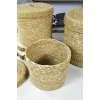 Elisa - Hasır Kapaklı 3 Lü Yuvarlak Genel Amaçlı Saklama Sepeti