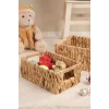 Lauretta - 3 lü Hasır El Örgüsü Kulplu Dikdörtgen Organizer Sepet Seti