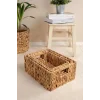 Lauretta - 3 lü Hasır El Örgüsü Kulplu Dikdörtgen Organizer Sepet Seti