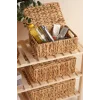 Nicoletta - 3 lü Hasır Kapaklı Dikdörtgen Organizer Çok Amaçlı Sepet Seti