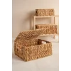 Nicoletta - 3 lü Hasır Kapaklı Dikdörtgen Organizer Çok Amaçlı Sepet Seti