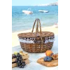 Liliane - Söğüt Hasırı Kapaklı Kulplu İç Korumalı Naturel Piknik Sepeti