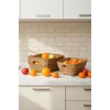 Alessia - 2 li Naturel Dekoratif Kulplu Hasır Çok Amaçlı Sepet Seti, Havluluk, Banyo Organizer