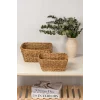 Alessia - 2 li Naturel Dekoratif Kulplu Hasır Çok Amaçlı Sepet Seti, Havluluk, Banyo Organizer