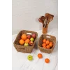 Alessia - 2 li Naturel Dekoratif Kulplu Hasır Çok Amaçlı Sepet Seti, Havluluk, Banyo Organizer
