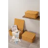 Guiliana -3 lü Rattan Kapaklı Dikdörtgen Organizer Çok Amaçlı Sepet Seti