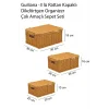 Guiliana -3 lü Rattan Kapaklı Dikdörtgen Organizer Çok Amaçlı Sepet Seti