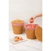 Lorraine - 2 li Rattan İç Korumalı Kapaklı Çok Amaçlı Patates ve Soğan Sepeti