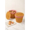 Lorraine - 2 li Rattan İç Korumalı Kapaklı Çok Amaçlı Patates ve Soğan Sepeti