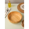 Mia - 24 cm Bambu İkeanatural Salata Kasesi, Sunum Kasesi, Dekoratif Kase, İskandinav Kase