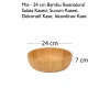 Mia - 24 cm Bambu İkeanatural Salata Kasesi, Sunum Kasesi, Dekoratif Kase, İskandinav Kase