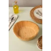 Mia - 23 cm Bambu İkeanatural Salata Kasesi, Sunum Kasesi, Dekoratif Kase, İskandinav Kase