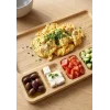 Nora - Bambu Sunum Ve Kahvaltı Tabağı, Steak Sunum Tabağı Büyük Boy Bambu Tabak 6 Bölmeli 32 X 24 Cm